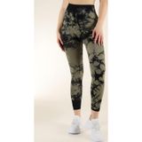 Zeynos Giyim Dikişsiz Push-up Toparlayıcı Batik Desen Spor Tayt Haki S-M