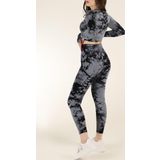Zeynos Giyim Dikişsiz Push-up Toparlayıcı Batik Desen Spor Tayt Takımı Gri S-M