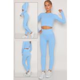 Zeynos Giyim Spor Seamless Tayt Takım Bebe Mavisi S-M