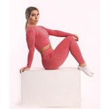 Zeynos Giyim Spor Seamless Tayt Takım KIRMIZI M-L