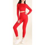 Zeynos Giyim Spor Seamless Tayt Takım Kırmızı S-M