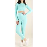 Zeynos Giyim Spor Seamless Tayt Takım Turkuaz M-L