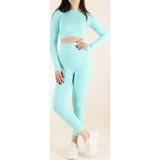 Zeynos Giyim Spor Seamless Tayt Takım Turkuaz S-M