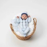 Zeynuko Erkek Bebek %100 Pamuk Taçlı Aslan 5'li Yenidoğan Hastane Çıkışı Zıbın Seti - 0 - 3 Ay - 01-Mavi