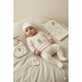 Zeynuko Erkek Bebek Baby Ayıcık Nakış %100 Pamuk 10'lu Yenidoğan Hastane Çıkışı Zıbın Seti Kutulu - 0 - 3 Ay - 01-Kahverengi