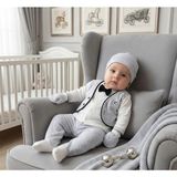 Zeynuko Erkek Bebek Papyonlu Little Man 5'li Yenidoğan Hastane Çıkışı Zıbın Seti - 0 - 3 Ay - 0-Gri