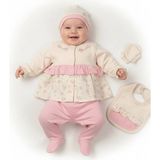 Zeynuko Kız Bebek Çiçek Desenli 5'li Yeidoğan Hastane Çıkışı Zıbın Seti - 0 - 3 Ay - 002-Pembe