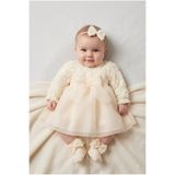 ZEYNUKO Kız Bebek Çiçek Kabartmalı 3-6 Ay Luxury Elbise Seti Yenidoğan Bebek Elbise Mevlüt Setİ