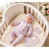 Zeynuko Kız Bebek Dantel Fiyonklu 0-3 Ay 5'li Yenidoğan Hastane Çıkışı Zıbın Seti - 0 - 3 Ay - Lila