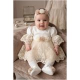 ZEYNUKO KIZ BEBEK MİMOZA MEVLÜT TAKIMI 4'LÜ PREMİUM MEVLÜT SETİ ÖZEL GÜN ELBİSESİ 0-3/3-6 AYLIK KIZ BEBEK