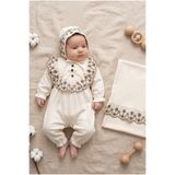 ZEYNUKO Kız Bebek Vintage %100 Pamuklu 0-3 Ay 3'Lü Tulum Seti Yenidoğan Hastane Çıkışı Bebek Kıyafetleri