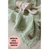 ZEYPBA % 100 Pamuk 4 Katlı Müslin Örtü Suyeşil 110x110 cm (Bebek & Çocuk İçin) Püsküllü Hastane Çıkışı