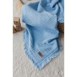 Zeypba 4 Katlı Müslin Bebek Battaniyesi 110x110 cm %100 Pamuk Bebek Mavisi - Açık Mavi