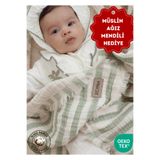 ZEYPBA 4 Katlı Müslin Örtü Adaçayı Yeşil Çizgili 110x110 cm (Bebek & Çocuk İçin) % 100 Pamuk