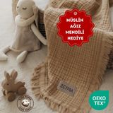 Zeypba Latte 4 Katlı Müslin Bebek Battaniyesi Düz Desenli Kahverengi Yenidoğan İçin 110x110 cm