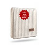 ZEYPBA Örgü Desen Pamuk Bebek Pike Bebek Battaniye Ekru 100x110 Cm