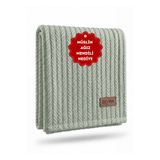 ZEYPBA Örgü Desen Pamuk Bebek Pike Bebek Battaniye Yeşil 100x110 Cm