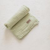 ZEYPBA%100 Pamuklu Müslin Bebek Battaniyesi, 4 Katlı, Suyeşil, 100 x 100 cm, Dokuma Kumaş, Kenar Dikişli, Çocuk Örtüsü