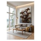 zeyrada Premium Modern Dekorasyon Kanvas Tablo Ağaç ve Kitaplık Figürlü - 3D Efektli Özel Tasarım