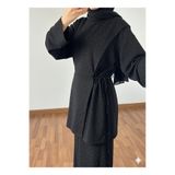 Zeyrek's Siyah Taşlı Tesettür İkili Takım / Modal Kumaş Rahat Kesim