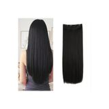 Zeysum Doğal Siyah Yarımay Saç Çıtçıtlı Düz Postiş 60 cm 110gr Isıya Dayanıklı