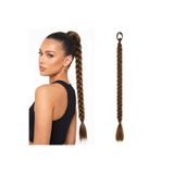 Zeysum Karamel Kahverengi Renk At Kuyruğu Takma Lastik Tokalı Örgülü Saç (60 Cm)