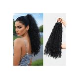 Zeysum Siyah Dalgalı Kabarık Afro Lastik Tokalı At Kuyruğu Saç Postiş 70 Cm 150 gr Isıya Dayanıklı