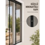 zeyta12 Otomatik Kapanan Mıknatıslı Sineklik Kapı Filesi Pratik Geçişli Siyah Model zeytan45