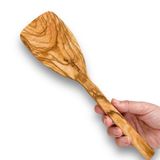 Zeytin Ağacı el yapımı 12 inç spatula. Kızartma, Çevirme ve Karıştırma için doğal, kavisli spatula. Biftek ve pizza için mükemmel seçim