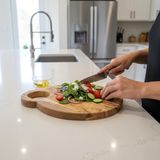 Zeytin Ağacı Kesme Tahtası, Doğal Ahşap, 22 cm Çap, El Yapımı, Gıda Sertifikalı, Peynir, � - Çok Renkli - Genel