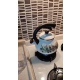 Zeytin Dalı Dekor Vintage Emaye Düdüklü Demlik kettle çaydanlık