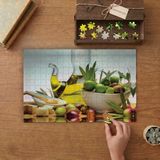 Zeytin Yağı- Yeşil Zeytin Tasarımı 240 Parça Ahşap Puzzle Ahşap Kutuda MP00408