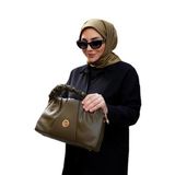 Zeytin Yeşili Çift Taraflı Twill İpek Eşarp