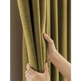 Zeytin Yeşili Keten Dokulu Yüksek Kalite Fon Perde Ekstrafor Büzgülü - 200 x 270 cm
