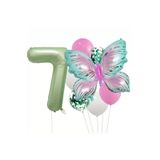 Zeytin Yeşili Rakam Folyo Kelebek Yaş Doğum Günü Balon Paketi 8'Li Paket, 4565745764