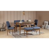 Zeytun Modern Tasarımlı Lacivert Banklı Yemek Masası Takımı Suntalam Malzemeden 130x80 cm