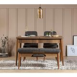 ZEYTUNHOME Palermo Benchli Mutfak Masa Takımı - Modern Ahşap Tasarım, Kolay Montajlı, Sağlam ve Şık Mutfak & Salon Masası, Açılır Yemek Masası (CEVİZ ANTRASİT)
