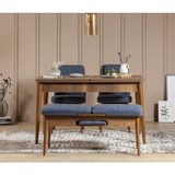 ZEYTUNHOME Palermo Benchli Mutfak Masa Takımı - Modern Ahşap Tasarım, Kolay Montajlı, Sağlam ve Şık Mutfak & Salon Masası, Açılır Yemek Masası (CEVİZ LACİVERT)