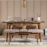 ZEYTUNHOME Palermo Benchli Mutfak Masa Takımı - Modern Ahşap Tasarım, Kolay Montajlı, Sağlam ve Şık Mutfak & Salon Masası, Açılır Yemek Masası (CEVİZ TAŞ)
