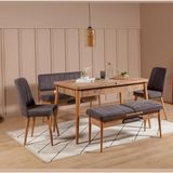 ZEYTUNHOME Paris Banklı Mutfak Masa Takımı - Modern Ahşap Tasarım, Kolay Montajlı, Sağlam ve Şık Mutfak & Salon Masası, Açılır Yemek Masası (ATLANTİK SOHO ANTRASİT)