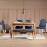 ZEYTUNHOME Roma Large Mutfak Masa Takımı - Modern Ahşap Tasarım, Kolay Montajlı, Sağlam ve Şık Mutfak & Salon Masası, Açılır (ATLANTİK LACİVERT)