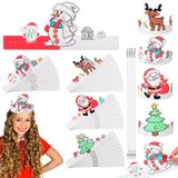 Zeyune 36 Adet Noel Kağıt Kron Elastik Kordonlu Kendi Kronlarınızı Renklendirin Noel El Sanatları Noel Ağacı Noel Baba Ren Geyiği Kardan Adam Tatil Saç Bantları Parti Sınıfları Oyun Doğum Günü Çorabı
