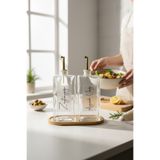 zezedesing 2'li Gold Kapaklı Cam Standlı Ayçiçek ve Zeytinyağı Etiketli Sosluk Sirkelik Yağdanlık Seti 750ML