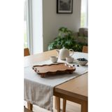 zezedesing Akasya Ahşap Top Ayaklı Sunum Tabağı 27x16x5CM - Doğal Yükseltici Stand,Kahvaltılık & Tatlı Sunumluk / Dekoratif Servis Tabağı