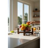 zezedesing Akasya Standlı Cam Kase Çok Amaçlı - Meyvelik / Sunumluk / Salata & Makarna Kasesi 2100ML(24x10CM)