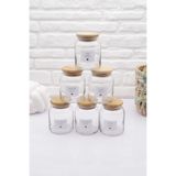 zezedesing Bambu & Şık Vakum Kapak 6'Lı Cam Baharatlık Seti 300ML