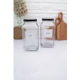 zezedesing Cam Kavanoz Saklama Kabı Siyah Kapak 3000ML (ÇAY-ŞEKER)