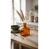 zezedesing Dekoratif Amber Cam Vazo 12x11 cm – Mini Renkli Cam Çiçeklik, Masa Üstü ve Salon Dekoratif Vazo(TURUNCU)