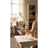 zezedesing Kristal Fil Ayağı Cam Vazo Kesme Desenli Dekoratif Çiçeklik Salon Masa Konsol Şık Tasarım 25x10CM