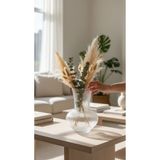 zezedesing Padrak Cam Vazo – Modern Çizgili Dekoratif Şeffaf Salon & Orta Sehpa Vazosu 20x15 cm